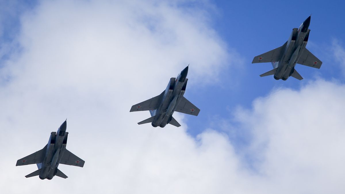 Victory Day parade in Moscow
MOSCOW, RUSSIA - JUNE 24: MIG-31k fighter jet, with Kinzhal missile system, performs during Victory Day in Red Square in Moscow, Russia on June 24, 2020. Victory Day parades, commemorating the 75th anniversary of the victory in World War II, have been postponed from 9 May to 24 June due to restrictions imposed to prevent the spread of the coronavirus (Covid-19) in the country. (Photo by Sefa Karacan/Anadolu Agency via Getty Images)
Anadolu Agency
moscow