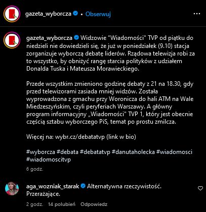 Agnieszka Woźniak-Starak jest "przerażona" działaniami TVP