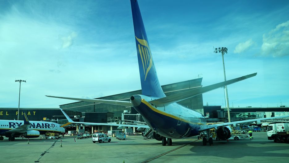Ryanair aircraft park at Barcelona airport in Barcelona, Spain, on October 8, 2024. (Photo by Joan Valls/Urbanandsport/NurPhoto via Getty Images)