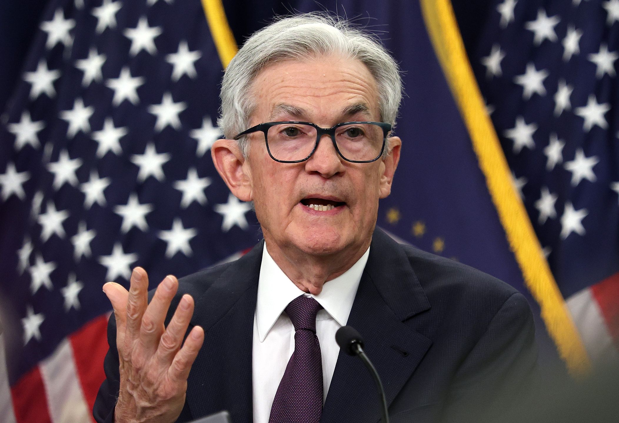 WASHINGTON, DC - JUNE 18: Federal Reserve Board Chairman Jerome Powell holds a news conference following a Federal Open Market Committee meeting on June 18, 2025 in Washington, DC. Despite President Trump’s call for an interest-rate cut Powell announced that the central bank’s benchmark interest rate will remain unchanged at a range of 4.25% to 4.5%. (Photo by Win McNamee/Getty Images)