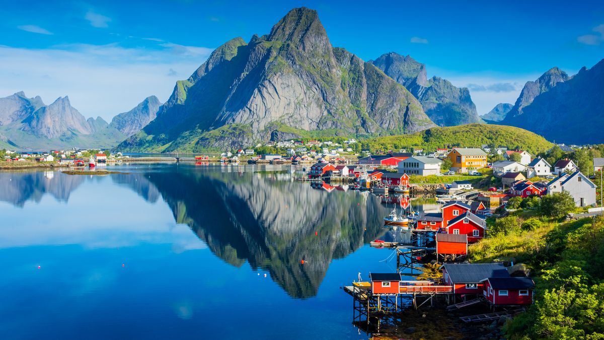 Perfect reflection of the Reine village on the water of the fjord in the Lofoten Islands, Norwaybay, beautiful, blue, calm, calm water, coast, europe, fjord, hamnoy, harbor, house, island, landscape, lofoten, moskenesoya, mount, mountain, nature, nordic, nordland, north, norway, norwegian, ocean, outdoor, panorama, reflection, reine, reinebringen, reinefjorden, scandinavia, scenery, scenic, sea, seascape, sky, summer, symmetry, tourism, town, travel, village, water, moskenesoya, reinefjorden, reinebringen, reine, mountain, mount, blue, summer, hamnoy, seascape, bay, calm water, calm, symmetry, reflection, landscape, norway, ocean, nature, village, sea, scenic, scenery, water, fjord, lofoten, travel, europe, island, scandinavia, nordland, norwegian, nordic, tourism, north, sky, panorama, coast, town, beautiful, house, harbor, outdoor