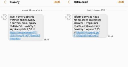 „Twój numer wkrótce zostanie zablokowany z powodu braku spłaty zadłużenia”