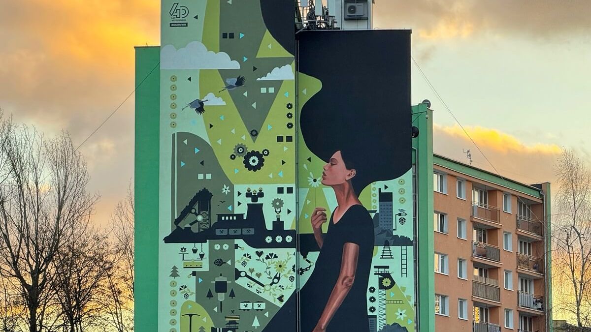 Mural „Kopalnia blisko natury” na ścianie bloku przy ul. Montażowej w Lublinie