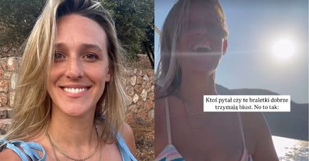 Ola Żebrowska śmieszkuje ze swoich piersi podczas jazdy motorówką: "Ktoś pytał, czy te braletki dobrze trzymają biust"