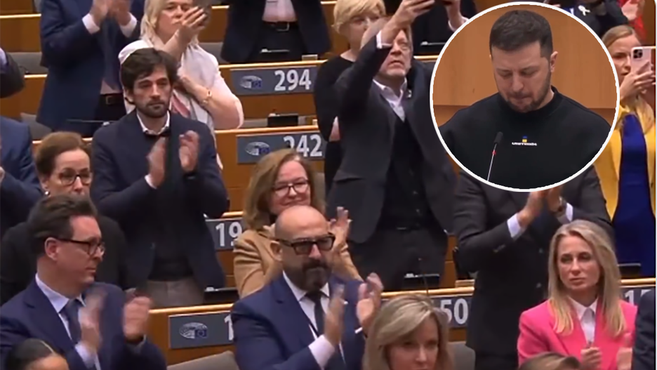 Wszystko uchwyciły kamery. Wzruszony Zełenski w Parlamencie Europejskim