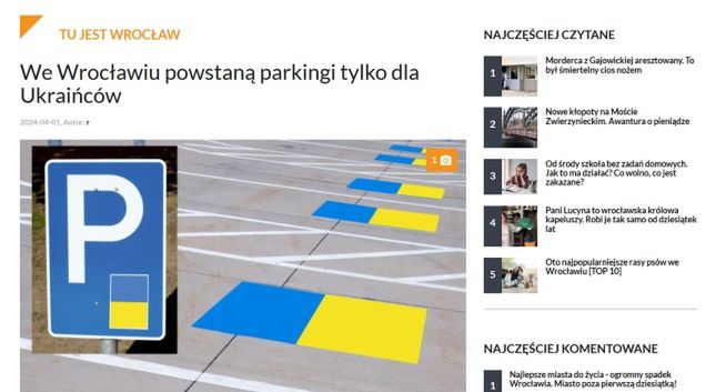 „Żart” z parkingów tylko dla Ukraińców w lokalnym serwisie. „Nie na miejscu”