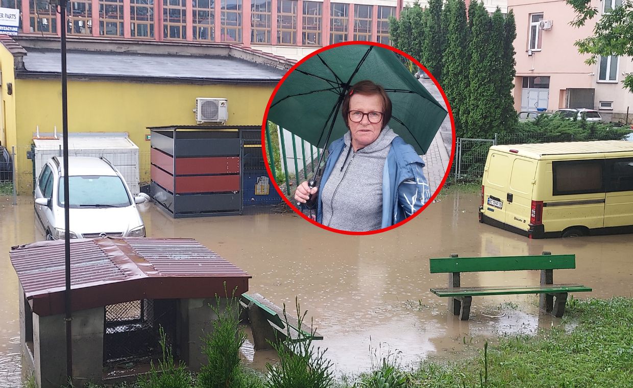 Bielsko-Biała po ulewie. Na zdjęciu pani Stanisława