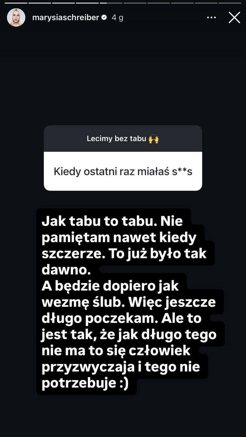 Marianna Schreiber zdradza, kiedy ostatni raz uprawiała seks 
