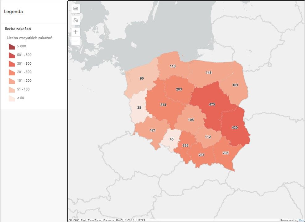 Przypadki COVID-19, 24 września. Żródło: MZ