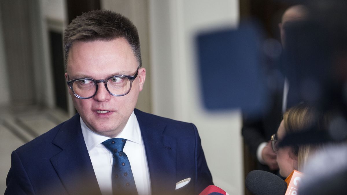 WARSAW, POLAND - 2024/01/18: Szymon Holownia, Marshal of the Sejm and leader of the Polska 2050 party is seen at the Sejm - Lower House of Parliament. Continuation of the third session of the Lower House of Polish Parliament (Sejm) of the 10th term. (Photo by Attila Husejnow/SOPA Images/LightRocket via Getty Images)