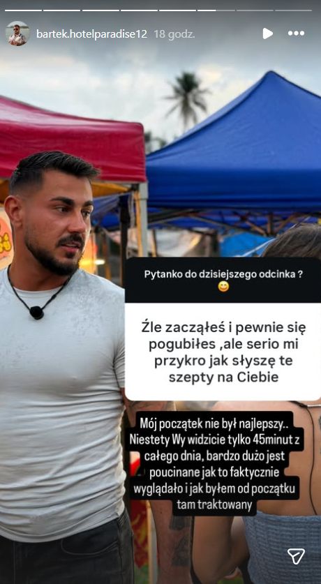 Bartek z "Hotelu Paradise" wyjaśnia swoje zachowanie