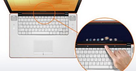 Laptop Lenovo  z dotykową belką do nawigacji pulpitu
