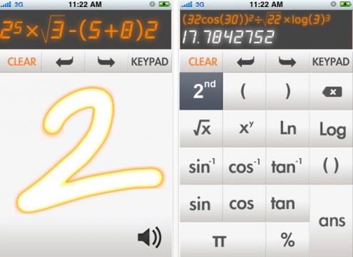 Kalkulator na iPhone’a, w którym rysuje się cyfry
