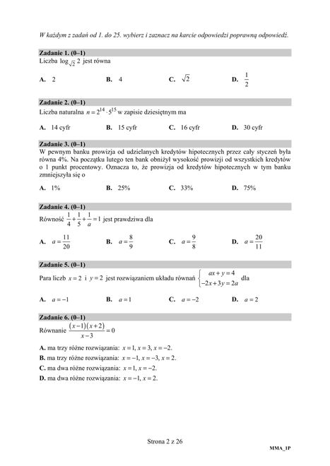 Matura z matematyki 2019