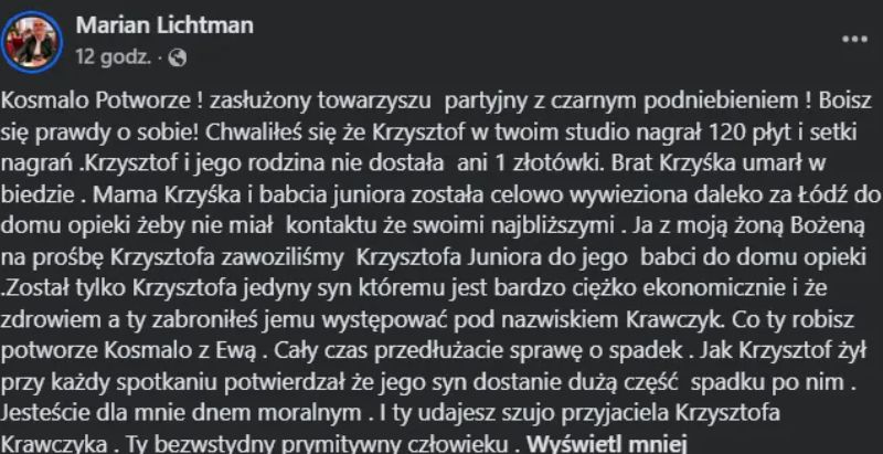 Wpis Mariana Lichtmana 