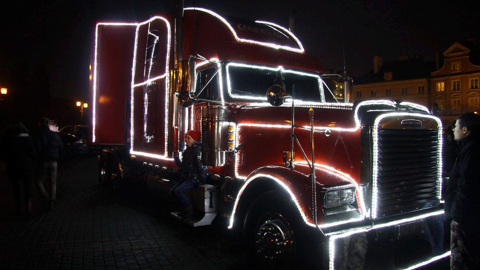 Ciężarówka Coca Coli stanęła na Placu Zamkowym w Lublinie w 2014 roku