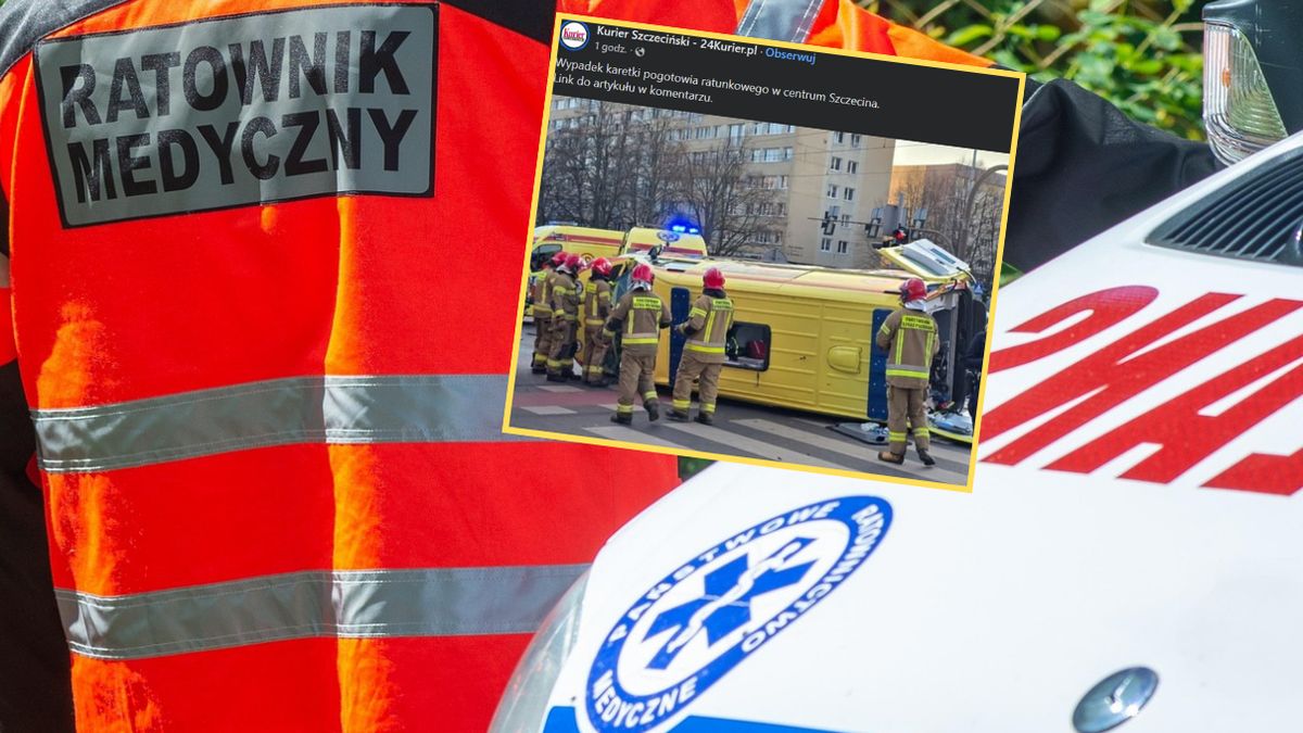 Wypadek karetki w centrum Szczecina