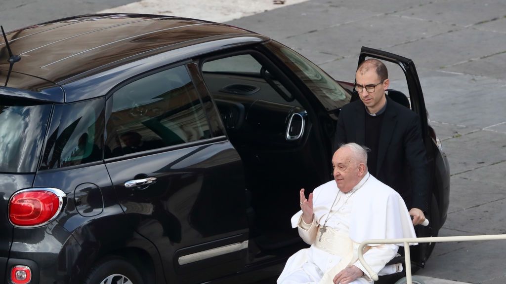Pope Francis presided over the Holy Mass on the occasion of the Jubilee of the Armed Forces, Police and Security Personnel in Saint Peters Square
Pope Francis avvrives for the Holy Mass on the occasion of the Jubilee of the Armed Forces, Police and Security Personnel in Saint Peters Square. Approximately 30,000 soldiers and their families took part in this event. Vatican City (vatican), February 9th, 2025 (Photo by Grzegorz Galazka/Archivio Grzegorz Galazka/Mondadori Portfolio via Getty Images)
Mondadori Portfolio
2020s, colour image, mass, man, argentine