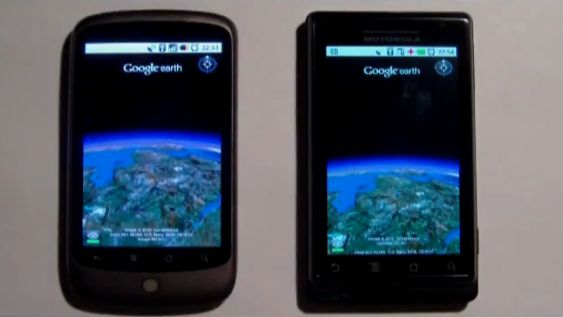 Porównanie Google Earth dla Androida na Nexus One oraz Motoroli Droid 1