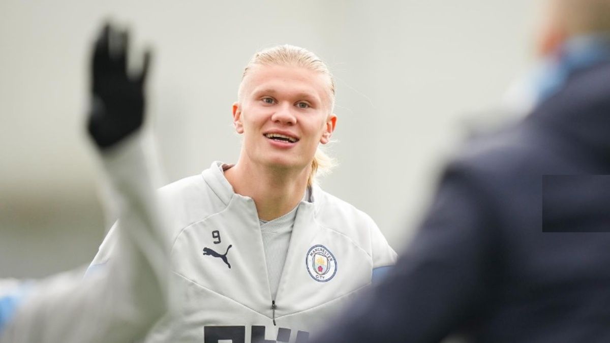 Erling Haaland na treningu Manchesteru City