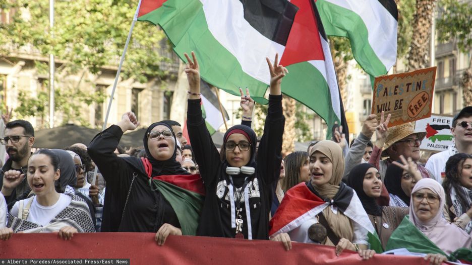 Protesty studentów w Hiszpanii. Wiec poparcia dla Palestyny 