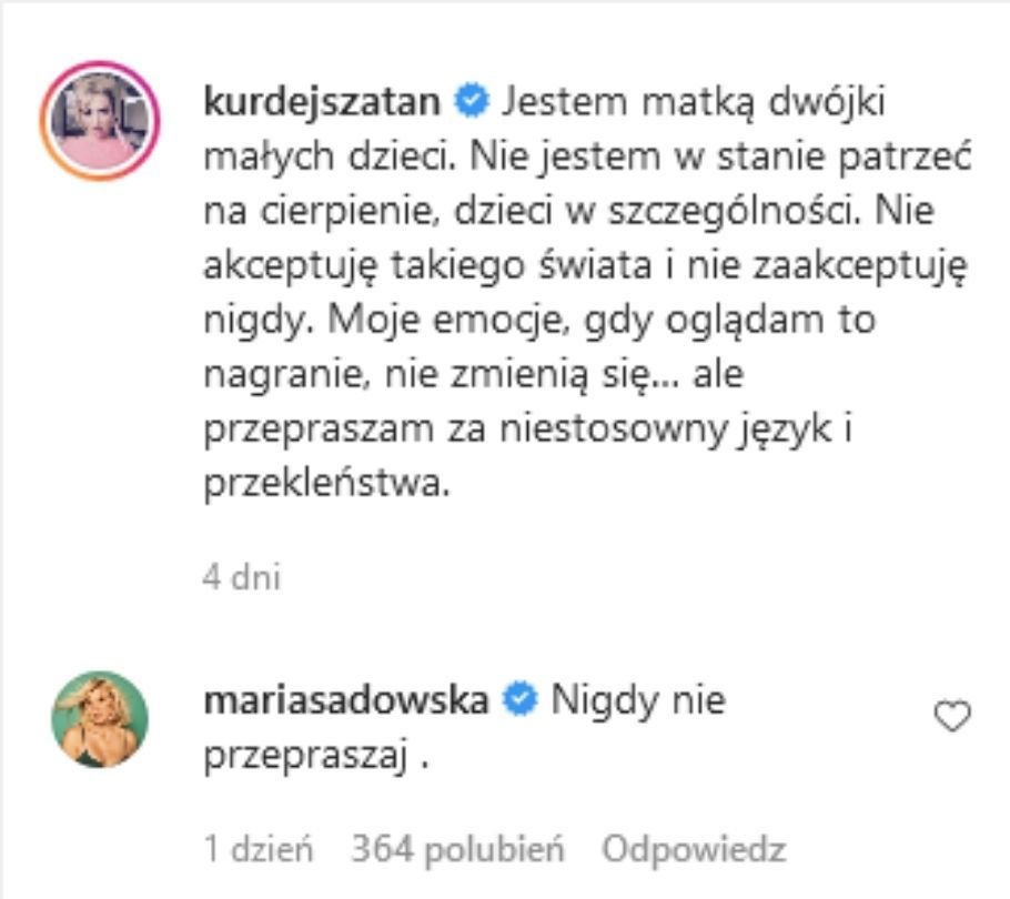 Maria Sadowska broni Barbary Kurdej-Szatan