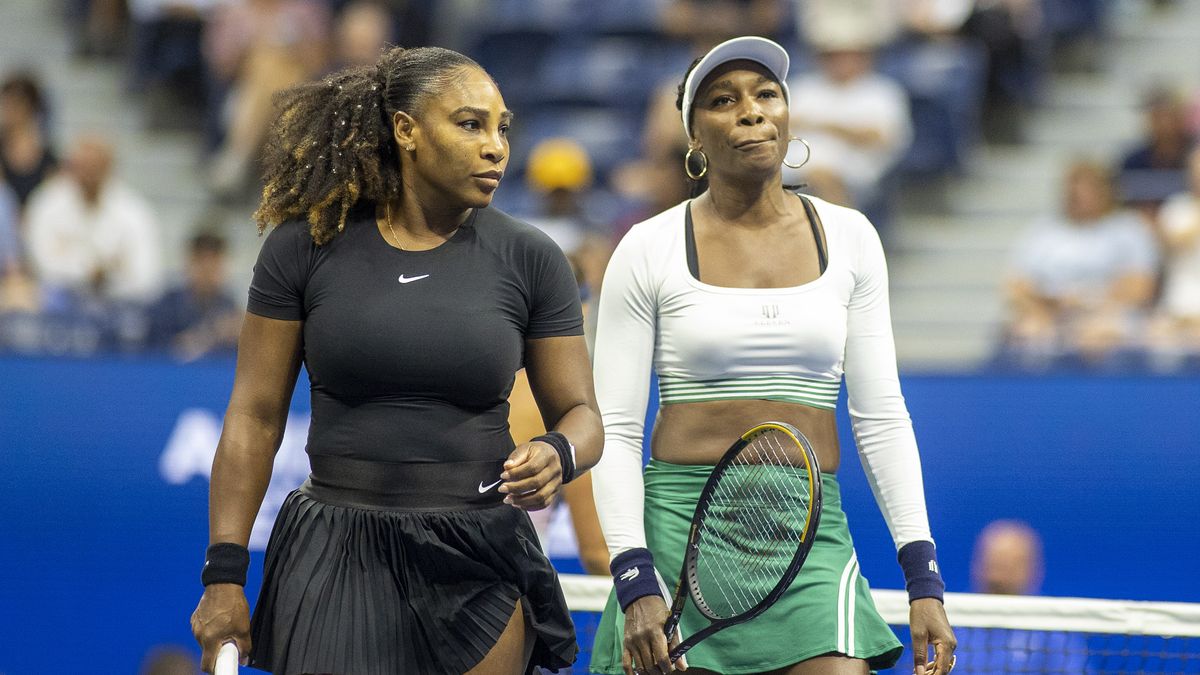 US Open Tennis Championship 2022NEW YORK, USA, September 01:   Serena Williams and Venus Williams of the United States during their Women's Doubles match on Arthur Ashe Stadium against Lucie Hradecka and Linda Noskova of the Czech Republic during the US Open Tennis Championship 2022 at the USTA National Tennis Centre on September 1st 2022 in Flushing, Queens, New York City.  (Photo by Tim Clayton/Corbis via Getty Images)Tim Clayton - Corbisprofessional, us open tennis championship, us open tennis, us open