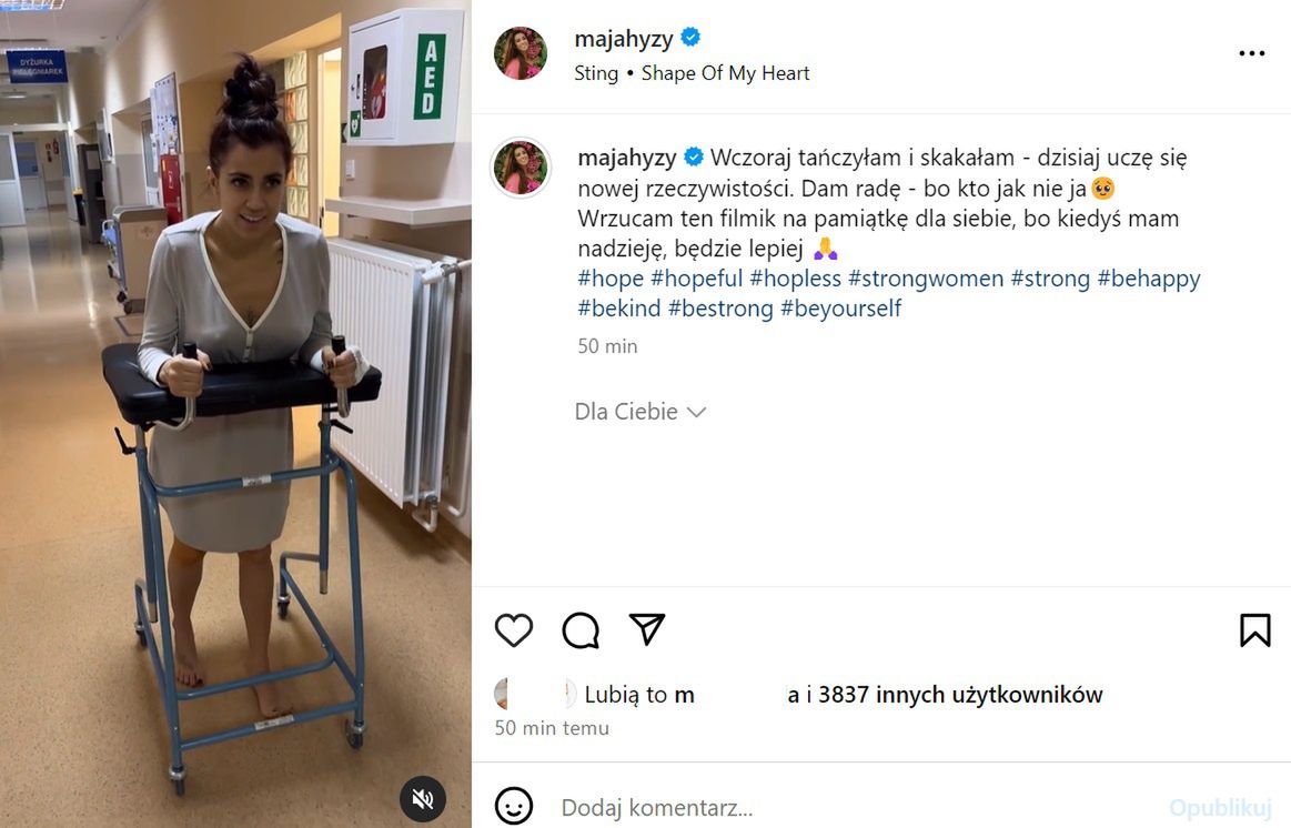 Wpis Mai Hyży na Instagramie