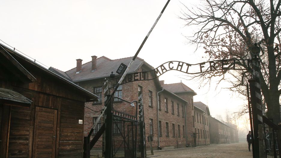 OSWIECIM, POLAND - 2020/01/27: View of the main gate of Nazi concentration and extermination camp Auschwitz during the anniversary.
75th anniversary of Auschwitz liberation and Holocaust Remembrance Day. The biggest German Nazi concentration and extermination camp KL Auschwitz-Birkenau was liberated by the Red Army on 27 January 1945. (Photo by Damian Klamka/SOPA Images/LightRocket via Getty Images)