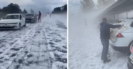 Szokujące obrazki z Hiszpanii. Zrobiło się biało jak w zimie