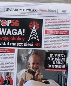 Gazetki o 5G na polskich ulicach. W środku numer konta do wpłat