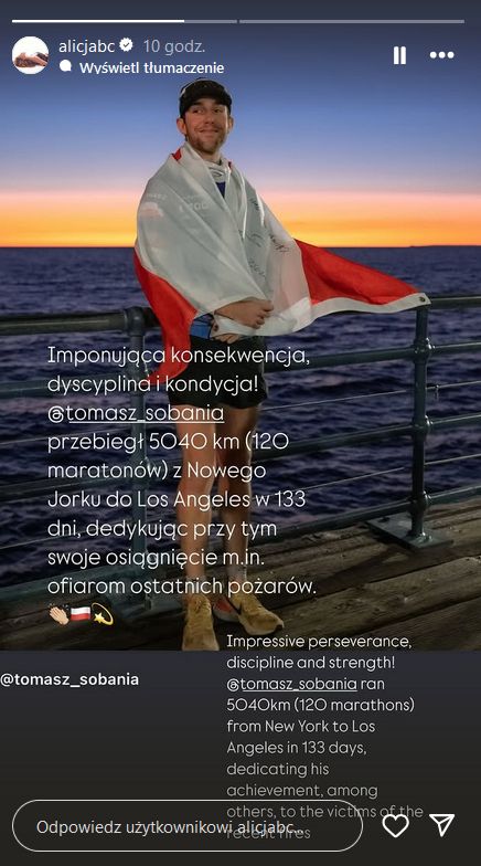 Alicja Bachleda-Curuś zachwyca się polskim sportowcem