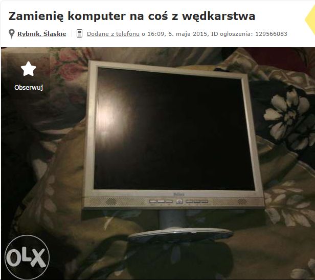 “Zamienię komputer na coś z wędkarstwa”. Co możecie dostać za smartfon, tablet lub stary komputer: perełki z ogłoszeń! 2