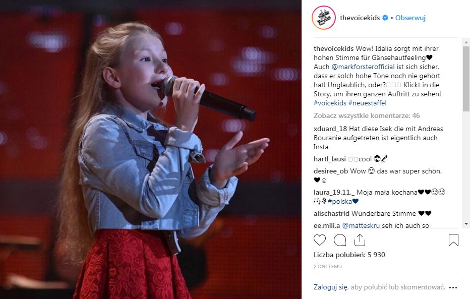 Idalia Orman-Borucka zachwyciła jurorów &quot;The Voice Kids&quot;