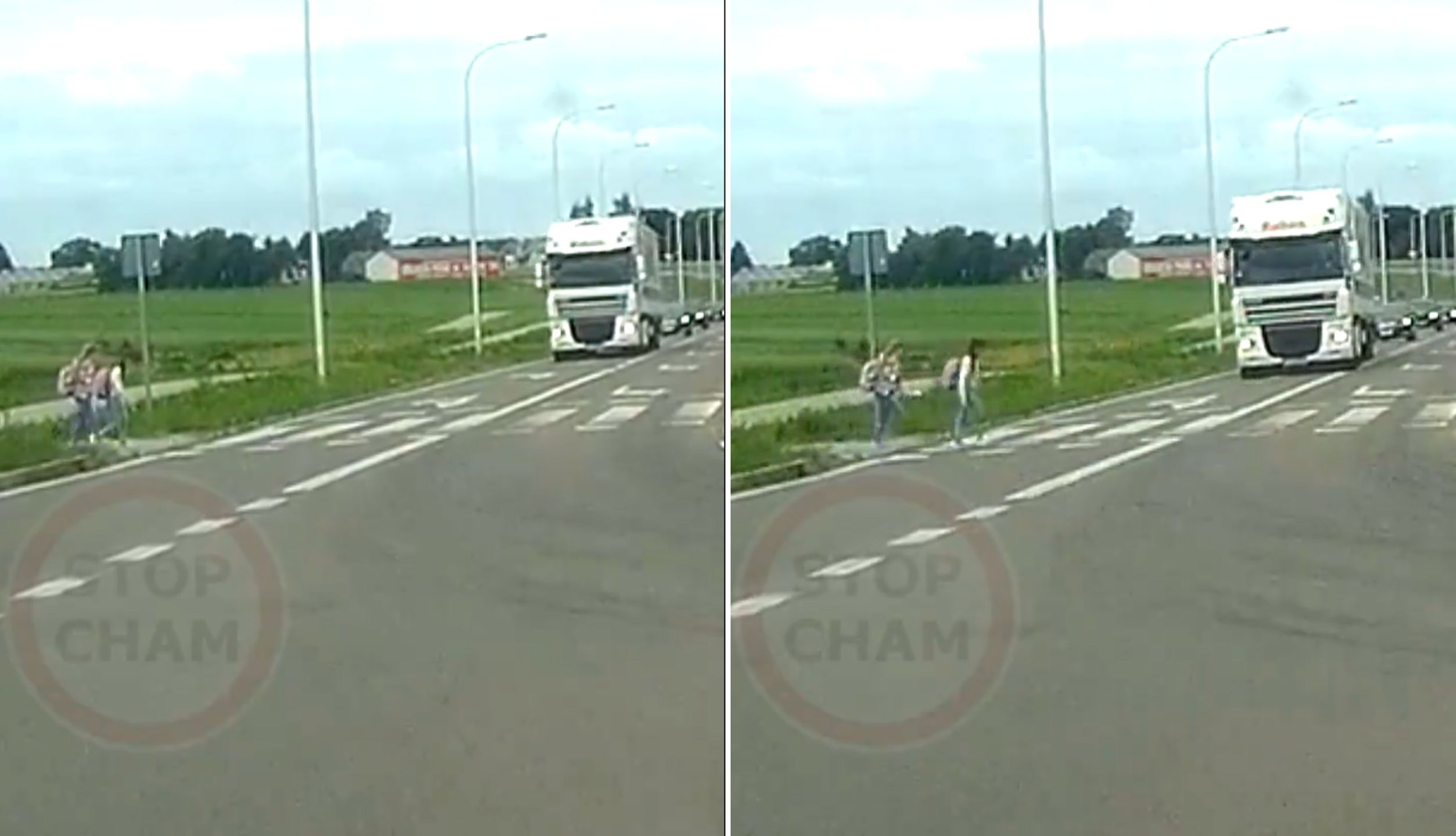 Groźna sytuacja na przejściu dla pieszych