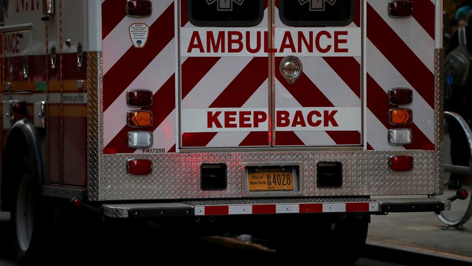NEW YORK, USA - SEPTEMBER 14:  An ambulance drives through streets of New York, in United States on September 14, 2019. New York's license plates are made by inmates who earn an average of 65 cents an hour. (Photo by Vural Elibol/Anadolu Agency via Getty Images)