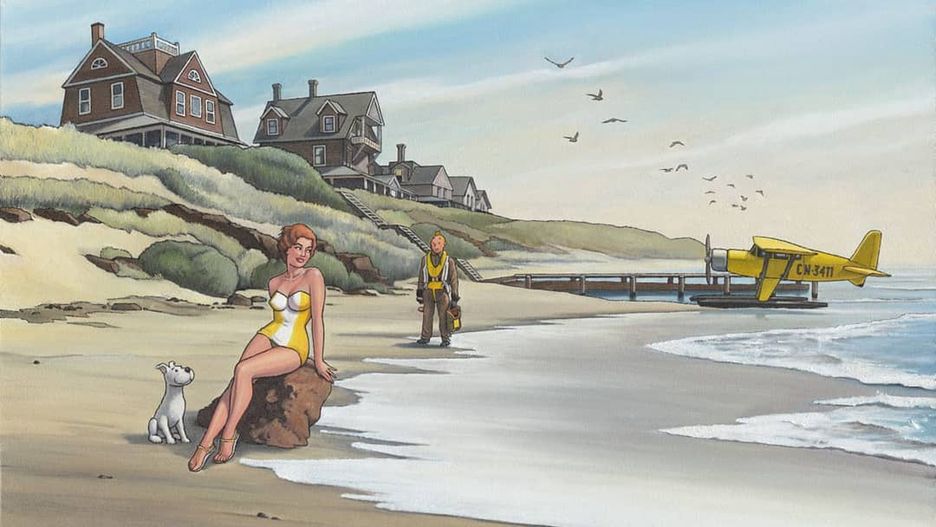 "Chęć porzucenia" Olej i ołówek na płótnie 81x116 cm. Seria Hergé Hopper