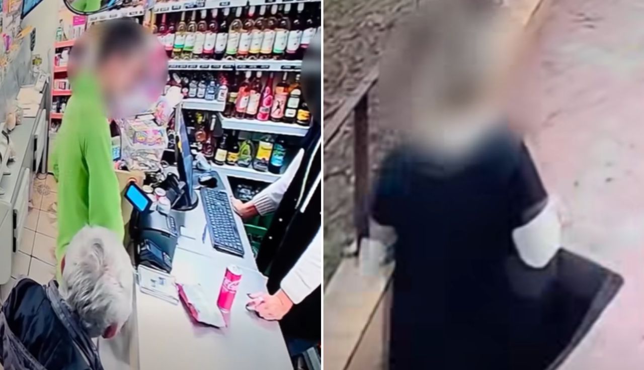 Stał oko w oko z kasjerką. Nagle chwycił butelkę. Jest nagranie