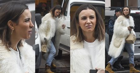 Opierzona Sara Boruc stroi kwaśne miny, wędrując na śniadanie do warszawskiej knajpki (ZDJĘCIA)