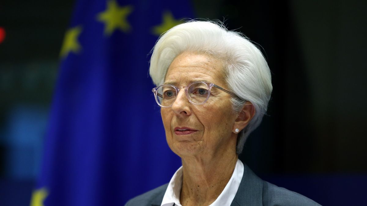 BRUSSELS, BELGIUM - DECEMBER 02: European Central Bank (ECB) president Christine Lagarde makes a speech during the meeting of European Parliament's Committee on Economic and Monetary Affairs (ECON), held in Brussels, Belgium on December 02, 2019.
 (Photo by Dursun Aydemir/Anadolu Agency via Getty Images)