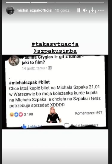 Michał Szpaka wpadka z biletem na koncert