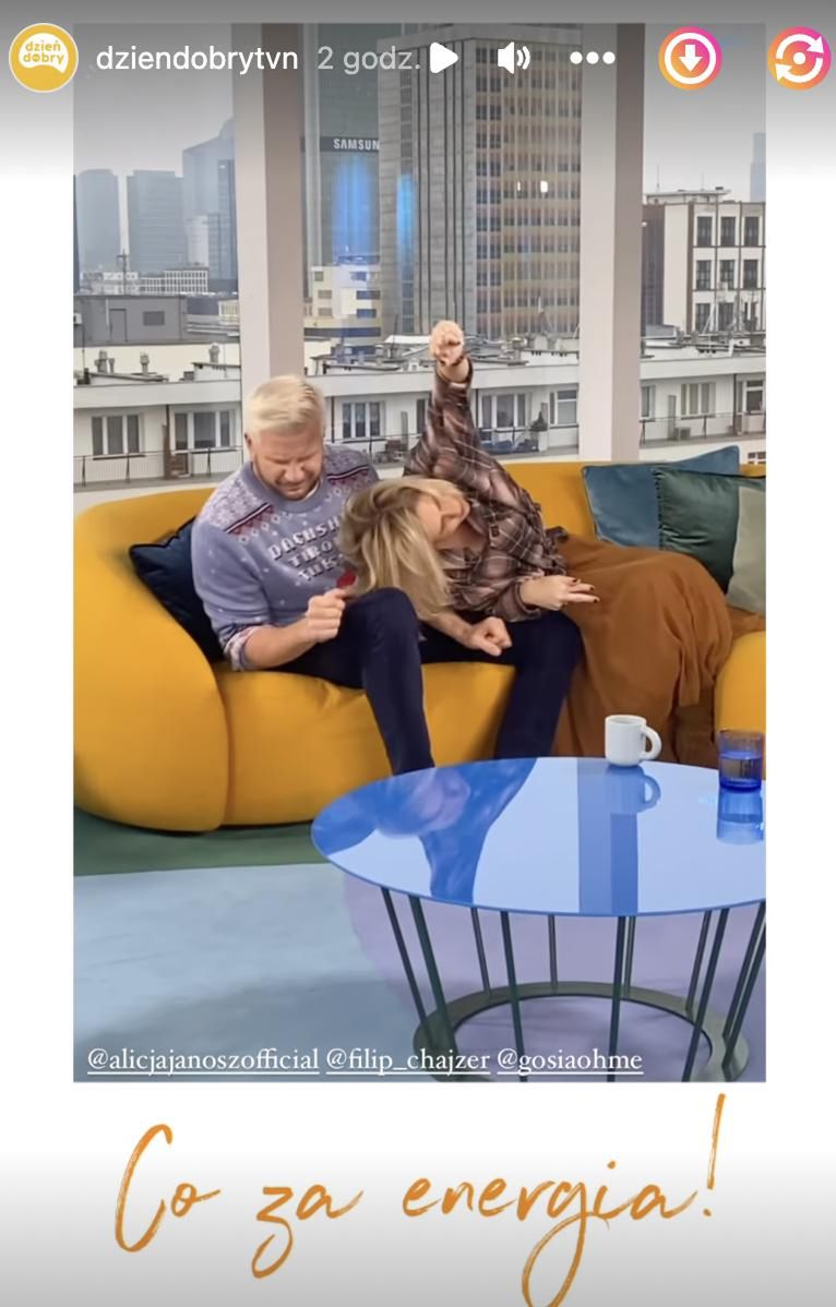 Szaleństwa Filipa Chajzera i Małgorzaty Ohme w studiu DDTVN podczas występu Alicji Janosz