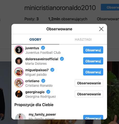 Syn Cristiano Ronaldo na Instagramie