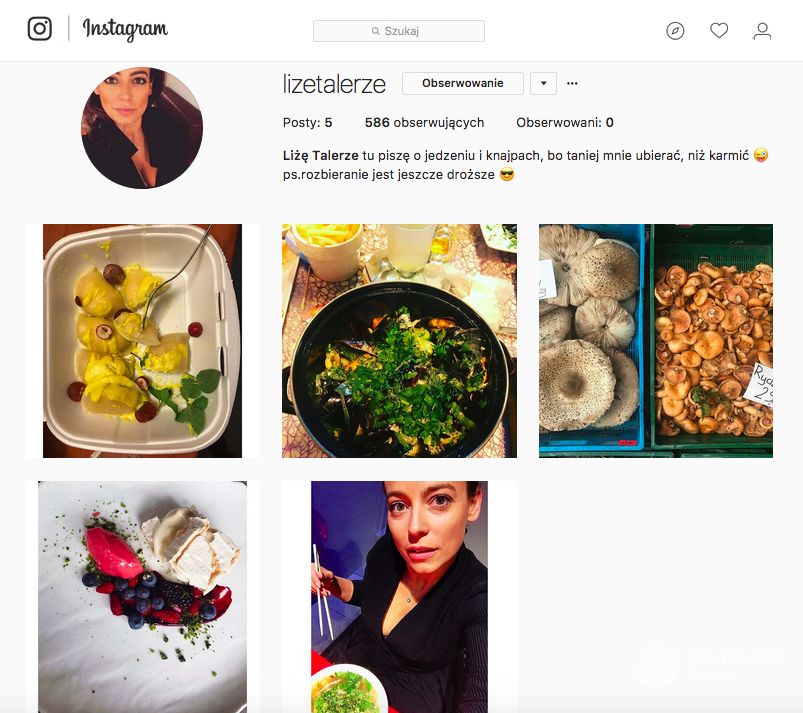 Liżę talerze - drugi profil Anny Muchy na Instagramie