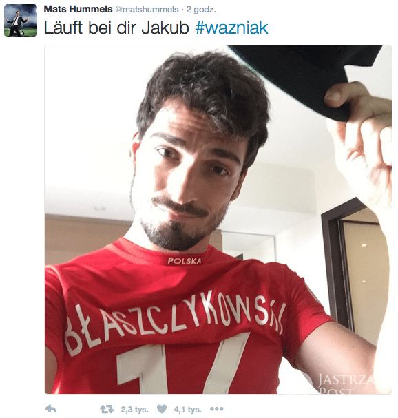 Mats Hummels w koszulce Kuby Błaszczykowskiego