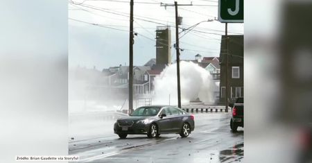 Potężny sztorm u wybrzeży Massachusetts. Kilkunastometrowe fale zalewają domy