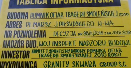 Wojewoda mazowiecki wydał zgodę na budowę pomnika ofiar katastrofy smoleńskiej na pl. Piłsudskiego