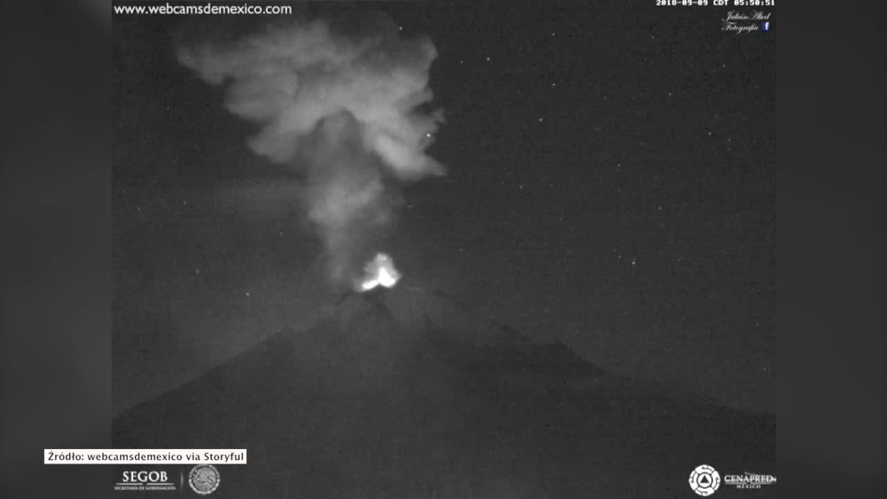 Meksykański wulkan pluje lawą i dymem. Popocatepetl znów zagraża mieszkańcom okolicy