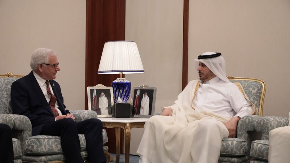 Minister spraw zagranicznych Jacek Czaputowicz i premier oraz minister spraw wewnętrznych Kataru J.E. Szejk Abdullah bin Nasser bin Khalifa Al Thani.