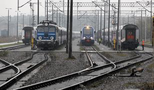 Pociągi nie mogły wjechać na peron. Kibice rzucili racę